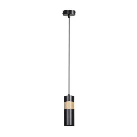 Emibig Emibig Kerava einzelne schwarze und hölzerne Pendelleuchte 1x GU10 - Ideal für eine gemütliche Atmosphäre in Ihrem Wohnzimmer