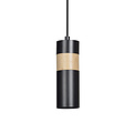 Emibig Emibig Kerava enkele zwart en houten pendellamp 1x GU10 - Perfect voor sfeervolle verlichting in uw woonkamer