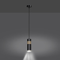 Suspension simple Kerava noire et bois 1x GU10