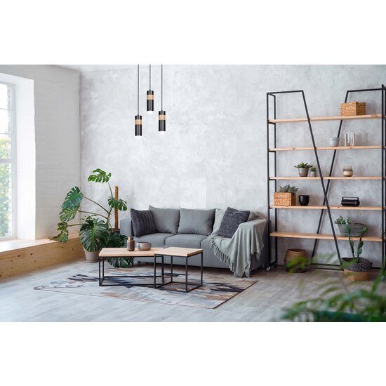 Kerava einzelne schwarze und hölzerne Pendelleuchte 1x GU10