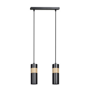 Kerava double black and wooden pendant lamp 2x GU10