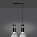 Kerava double black and wooden pendant lamp 2x GU10