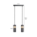Kerava double black and wooden pendant lamp 2x GU10