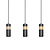 Kerava black and wooden long 3L hanging lamp 3x GU10