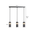 Kerava black and wooden long 3L hanging lamp 3x GU10