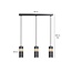 Kerava black and wooden long 3L hanging lamp 3x GU10