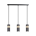 Kerava black and wooden long 3L hanging lamp 3x GU10