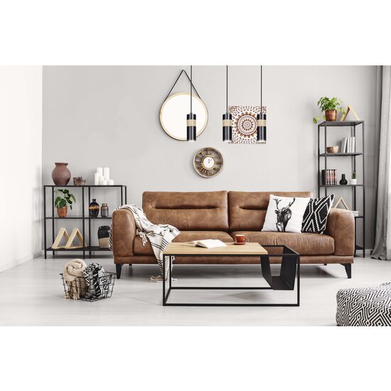 Kerava zwart en houten lange 3L hanglamp 3x GU10