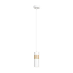 Kerava single white and wooden pendant lamp 1x GU10