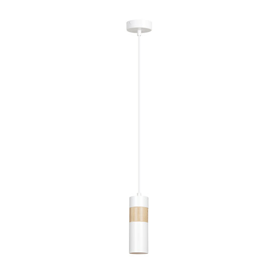 Kerava single white and wooden pendant lamp 1x GU10