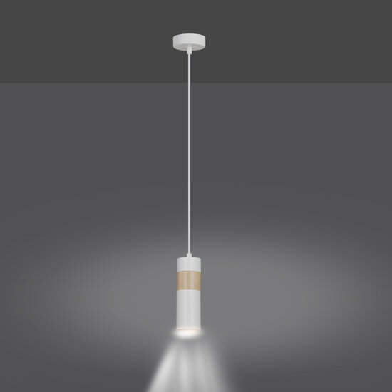 Emibig Emibig Lampe à suspension blanche et en bois Kerava 1x GU10 - Idéale pour créer une atmosphère chaleureuse dans n'importe quelle pièce