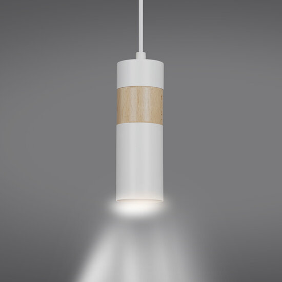 Kerava single white and wooden pendant lamp 1x GU10