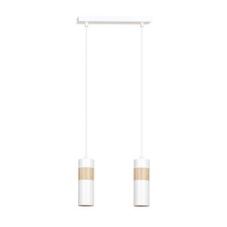 Kerava double white and wooden pendant lamp 2x GU10