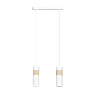 Kerava double white and wooden pendant lamp 2x GU10