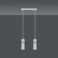 Suspension double Kerava blanche et bois 2x GU10
