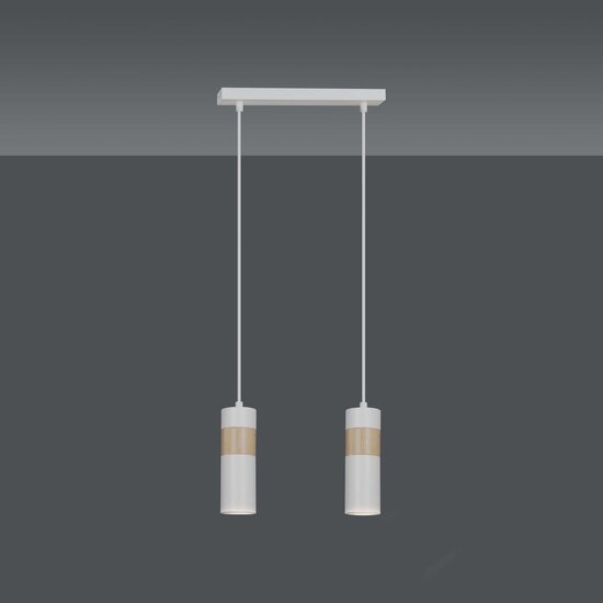 Kerava double white and wooden pendant lamp 2x GU10