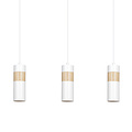 Lampe suspendue Kerava longue 3L blanche et bois 3x GU10