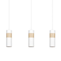 Emibig Kerava lampe suspendue longue 3L blanche et en bois 3x GU10