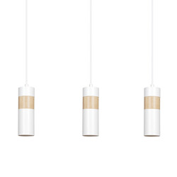 Emibig Kerava white and wooden long 3L hanging lamp 3x GU10