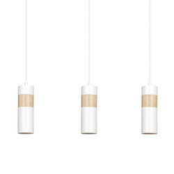 Lampe suspendue Kerava longue 3L blanche et bois 3x GU10