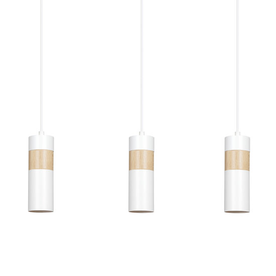 Emibig Emibig Kerava lampe suspendue longue 3L blanche et en bois 3x GU10 - Idéale pour créer une ambiance chaleureuse dans n'importe quelle pièce