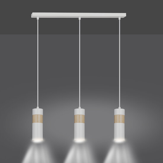 Emibig Emibig Kerava white and wooden long 3L hanging lamp 3x GU10 - Ideal for creating a cozy atmosphere in any room