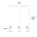 Kerava white and wooden long 3L hanging lamp 3x GU10