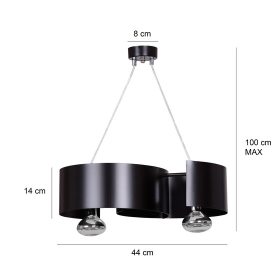Kouvola 2 lamp black hanging lamp E27
