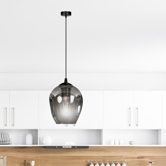 Nokia smoked glass single pendant lamp E27