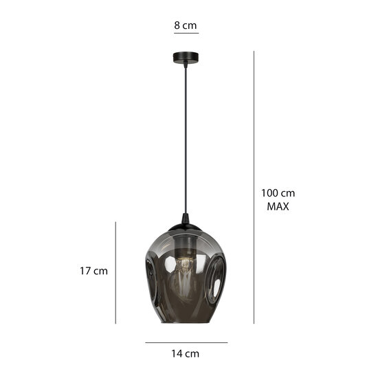 Emibig Emibig lámpara colgante de vidrio ahumado Nokia E27 - Iluminación ideal para cualquier espacio