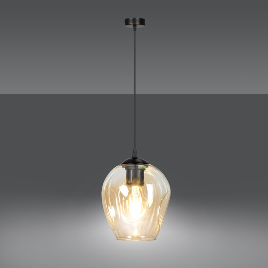 Lámpara colgante individual Nokia de cristal ámbar E27