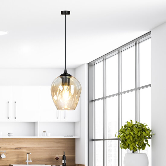 Suspension simple Nokia en verre ambré E27