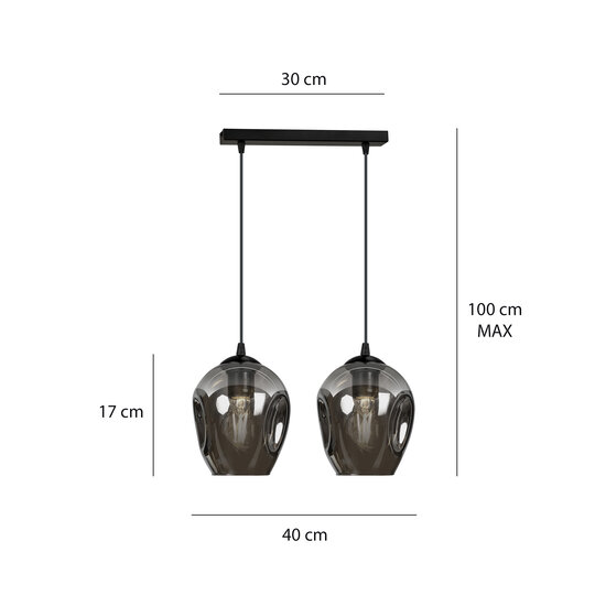 Nokia double smoked glass single pendant lamp E27
