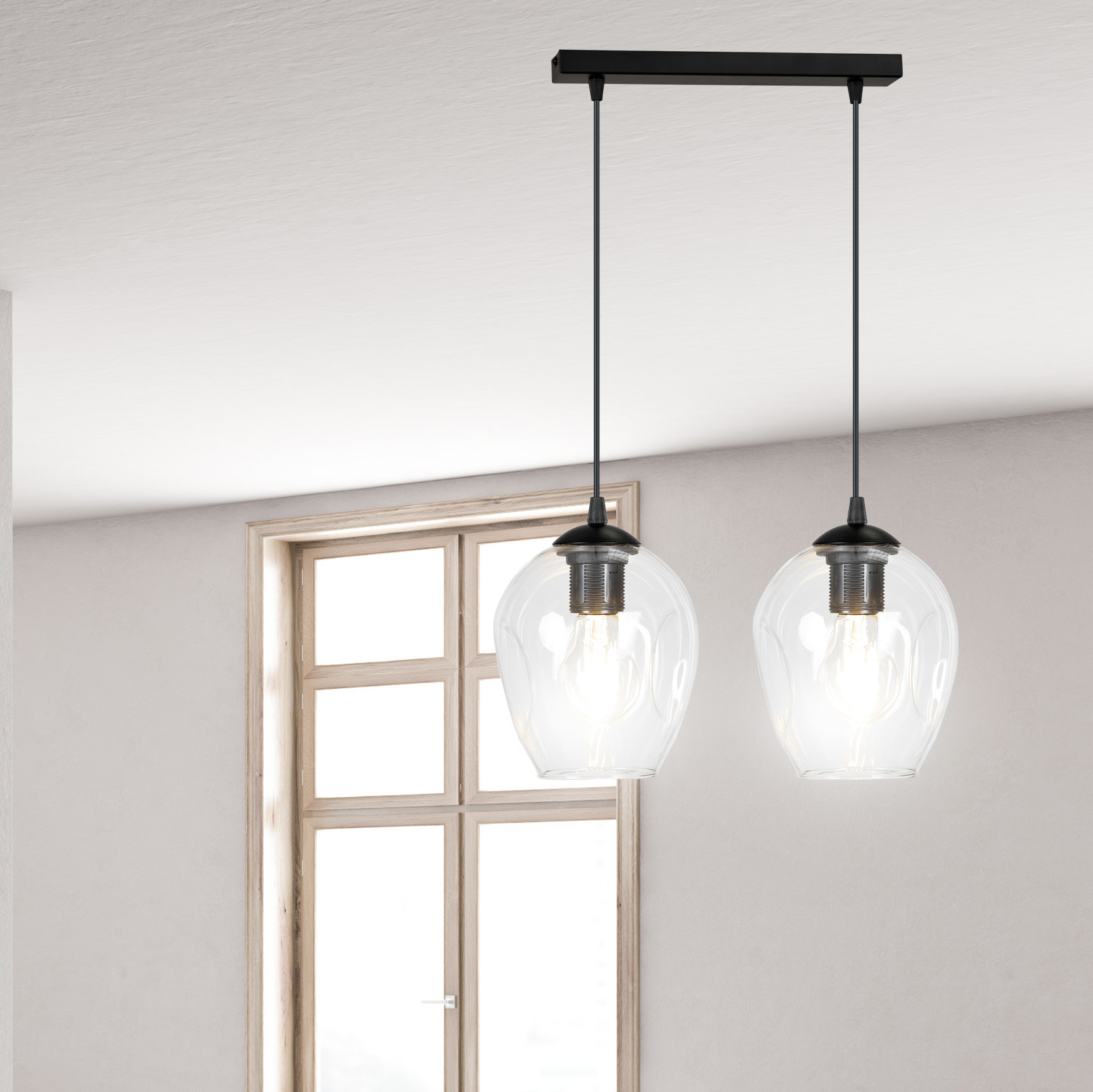Abat-jour Sphérique En Verre Transparent à Double Ouverture E27 – Élégant Et Moderne – Pour Suspensions Et Lustres