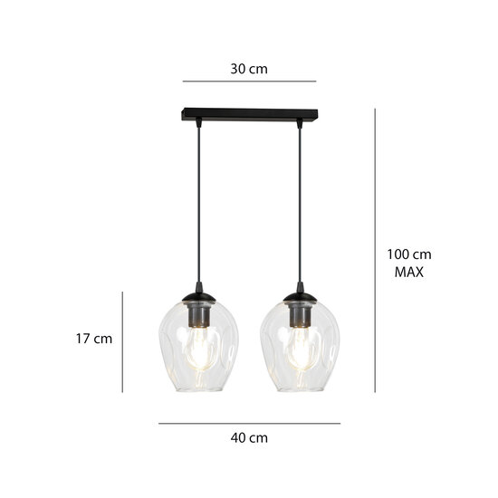 Emibig Emibig Nokia Doppelpendelleuchte aus transparentem Glas E27 - Perfekte Beleuchtung für jeden Raum