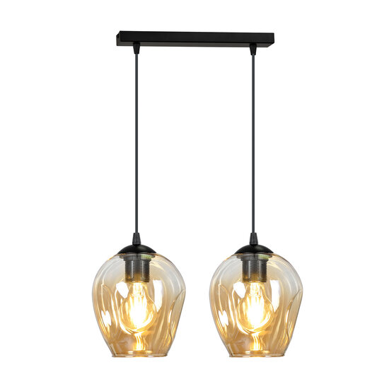 Emibig Emibig Nokia lámpara colgante simple de vidrio ámbar doble E27 - Ideal para crear una atmósfera cálida en cualquier habitación