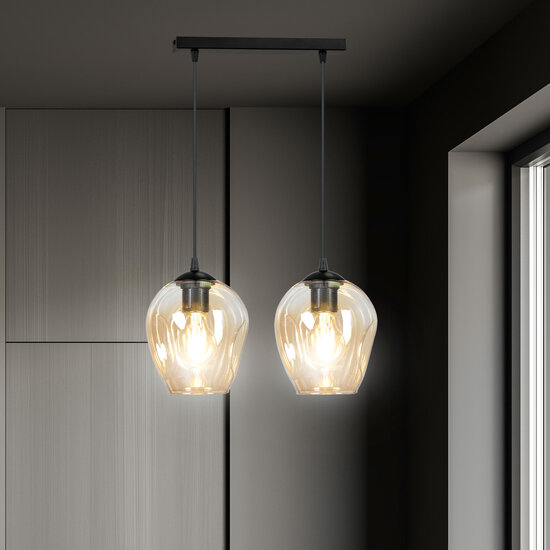 Emibig Emibig Nokia lámpara colgante simple de vidrio ámbar doble E27 - Ideal para crear una atmósfera cálida en cualquier habitación