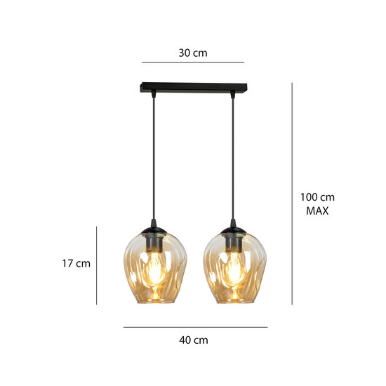 Emibig Emibig Nokia lámpara colgante simple de vidrio ámbar doble E27 - Ideal para crear una atmósfera cálida en cualquier habitación