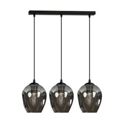 Nokia long 3L smoked glass hanging lamp 3x E27