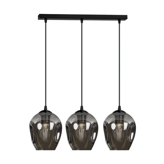 Emibig Emibig Nokia longue 3L lampe suspendue en verre fumé 3x E27 - Éclairage idéal pour les intérieurs modernes