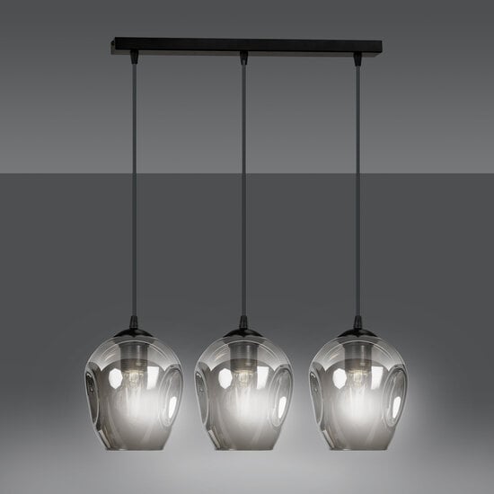 Emibig Emibig Nokia longue 3L lampe suspendue en verre fumé 3x E27 - Éclairage idéal pour les intérieurs modernes