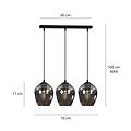 Nokia long 3L smoked glass hanging lamp 3x E27