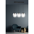 Lampe à suspension Nokia longue 3L en verre transparent 3x E27