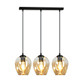 Nokia long 3L amber glass hanging lamp 3x E27