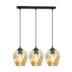 Nokia long 3L amber glass hanging lamp 3x E27