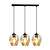 Nokia long 3L amber glass hanging lamp 3x E27