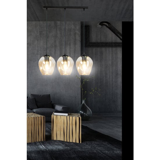 Emibig Emibig Nokia lange 3L Hängeleuchte aus bernsteinfarbenem Glas 3x E27 - Ideal für eine warme Atmosphäre