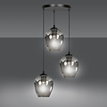 Nokia round 3L smoked glass hanging lamp 3x E27