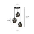 Emibig Emibig lámpara colgante redonda 3L de vidrio ahumado 3x E27 - Ideal para crear un ambiente acogedor