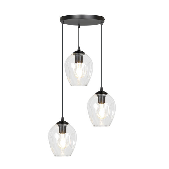 Emibig Emibig Nokia ronde 3L transparant glas hanglamp 3x E27 - Perfecte verlichting voor elke ruimte